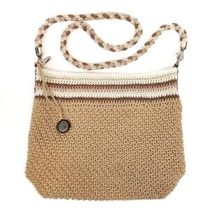 The Sak Cream Pink Brown Knit Shoulder Bag